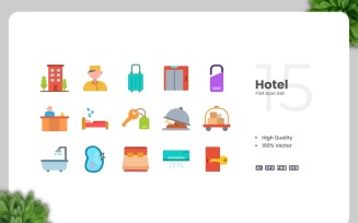 15 Hotel Flat Icons Collection