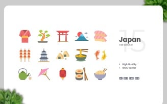 15 Japan Flat Icons Collection
