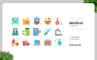 15 Medical Flat Icons Set