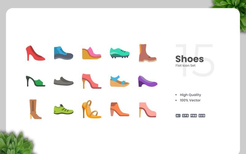 15 Shoes Flat Icons Collection Icon Set