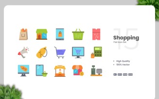 15 Shopping Flat Icons Set