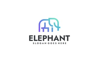 Modern Gradient Elephant Logo - Line Art Style