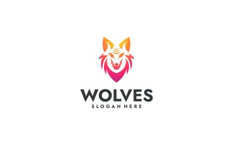 Modern Gradient Wolves Logo Design