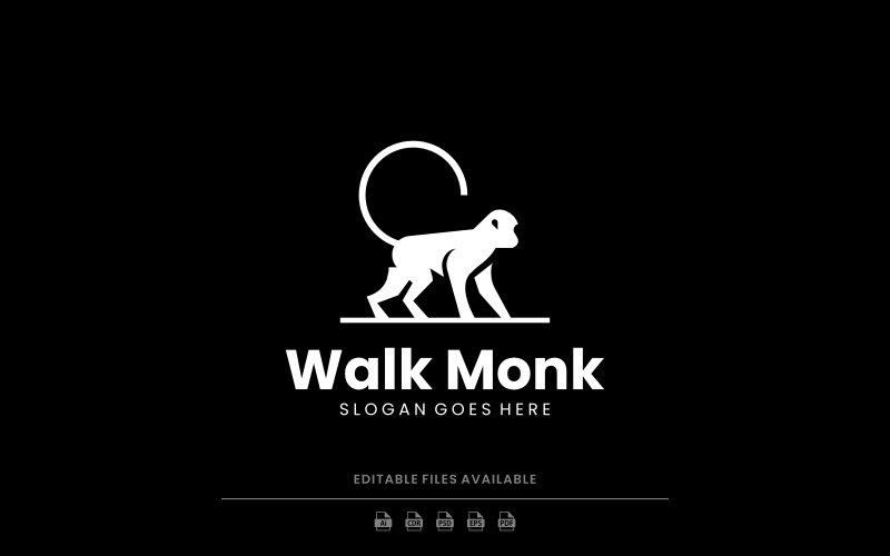 Monkey Walk Silhouette Logo Design 621 Logo Template