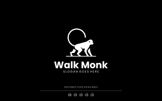 Monkey Walk Silhouette Logo Design