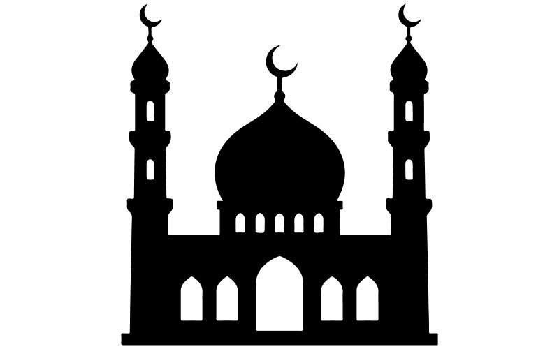 Mosque silhouette vector art illustration Illustration