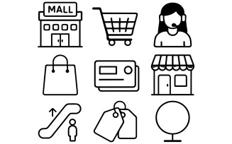 Shopping mall icon set vector