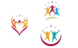 Human care adoption group network and social logo design vv.133