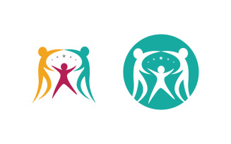 Human care adoption group network and social logo design vv.134
