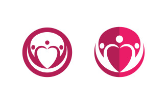 Human care adoption group network and social logo design vv.135