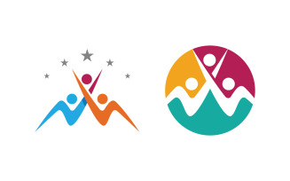 Human care adoption group network and social logo design vv.136