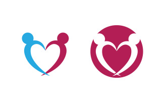 Human care adoption group network and social logo design vv.137