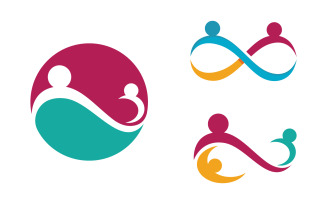 Human care adoption group network and social logo design vv.139