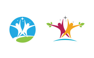 Human care adoption group network and social logo design vv.140