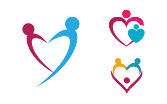Human care adoption group network and social logo design vv.144