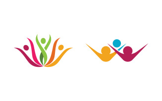 Human care adoption group network and social logo design vv.145