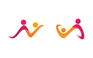 Human care adoption group network and social logo design vv.146