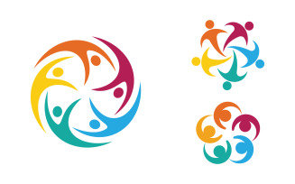 Human care adoption group network and social logo design vv.147