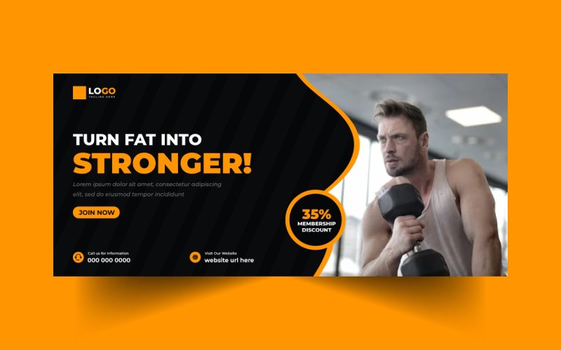 Fitness Gym social media cover banner Template Social Media