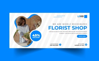 Flower Shop social media cover or web banner template
