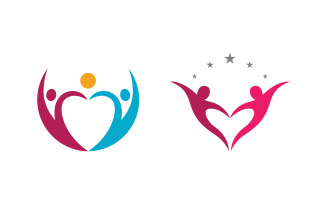 Human care adoption group network and social logo design vv.138