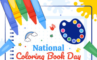 10 National Coloring Book Day Vector Illustration