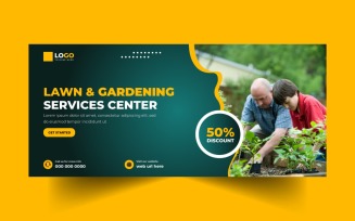 Lawn and Gardening Service Social Media Cover Banner Template