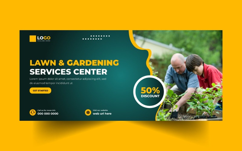 Lawn and Gardening Service Social Media Cover Banner Template