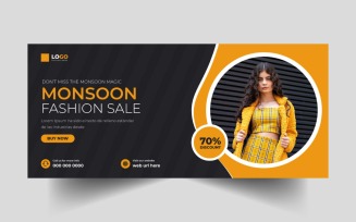Monsoon Sale Promotion Social Media Cover Banner Template