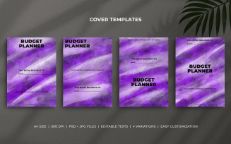 Budget Planner Cover Page Editable Templates – Minimal Violet Watercolor Style
