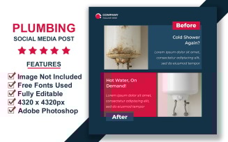 Discount Plumbing Offer Social Media Post Template – Photoshop PSD Design