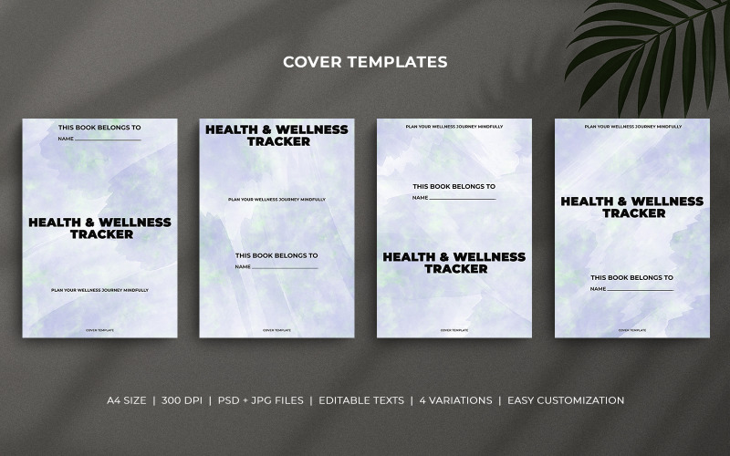 Health and Wellness Tracker Cover Templates in Pastel Brush Design for Planners and Journals Corporate Identity
