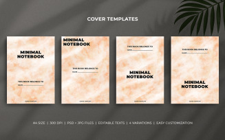Minimal A4 Notebook Cover Templates with Soft Pastel Orange Watercolor Design