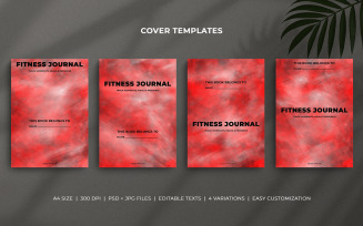 Red Watercolor Fitness Journal Cover Templates – Minimal Editable Planner & Gym Log Covers