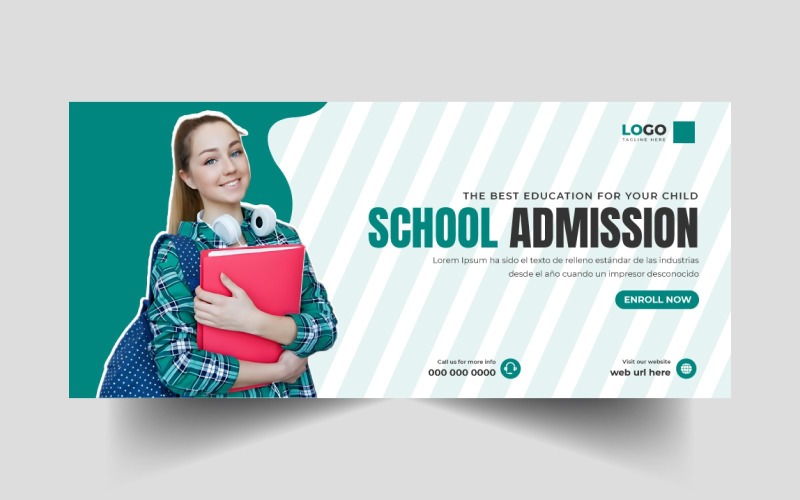 School Admission Social Media Cover Banner Template
