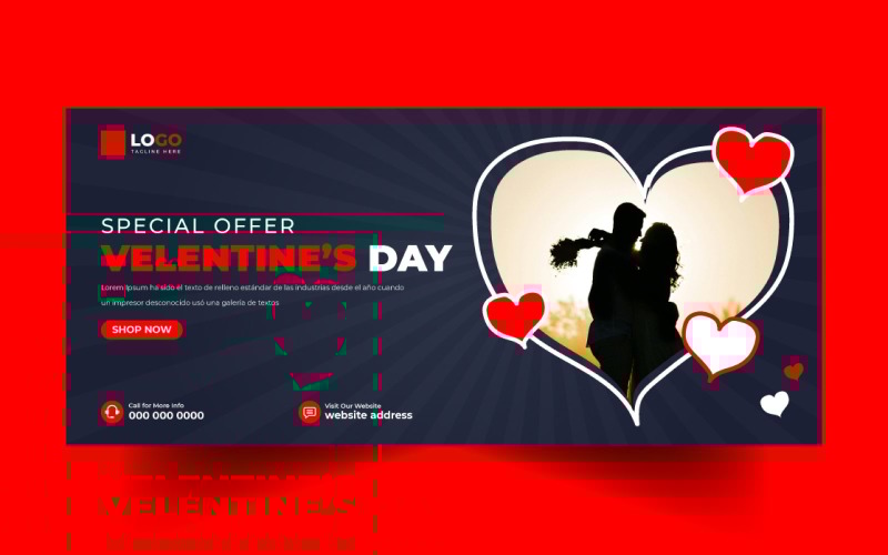 Valentine's Day Sale Social Media Cover Banner Template