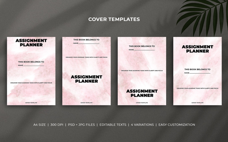 Assignment Planner Cover Template – Editable A4 Design for Students, Teachers, KDP Publishing Corporate Identity