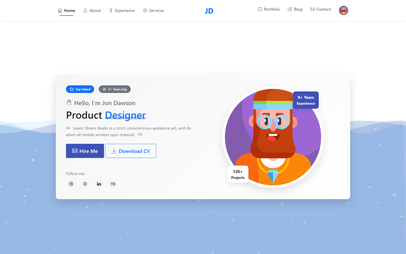 Dawson - Premium Personal Portfolio and CV Resume Template Landing Page Template
