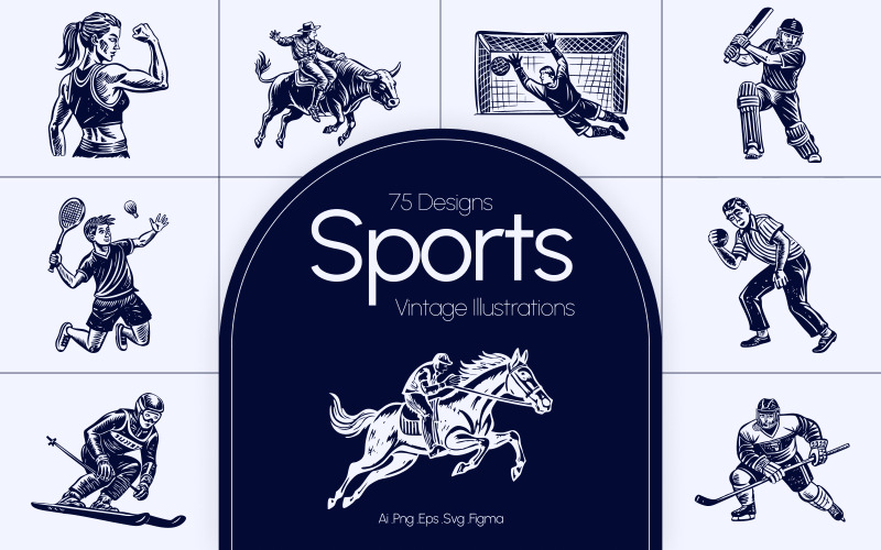 Vintage Sports Illustration Set