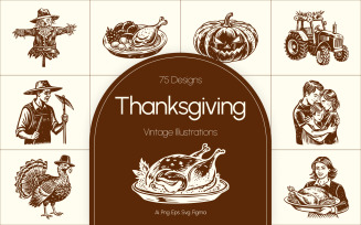 Vintage Thanksgiving Art Set