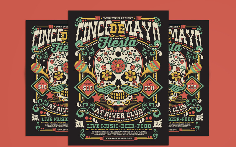 Cinco De Mayo Skull Flyer Corporate Identity