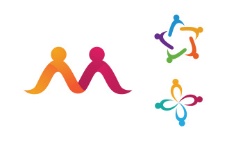 Human care adoption group network and social logo design vv.155