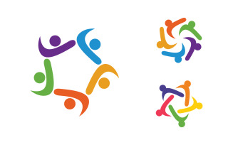 Human care adoption group network and social logo design vv.156