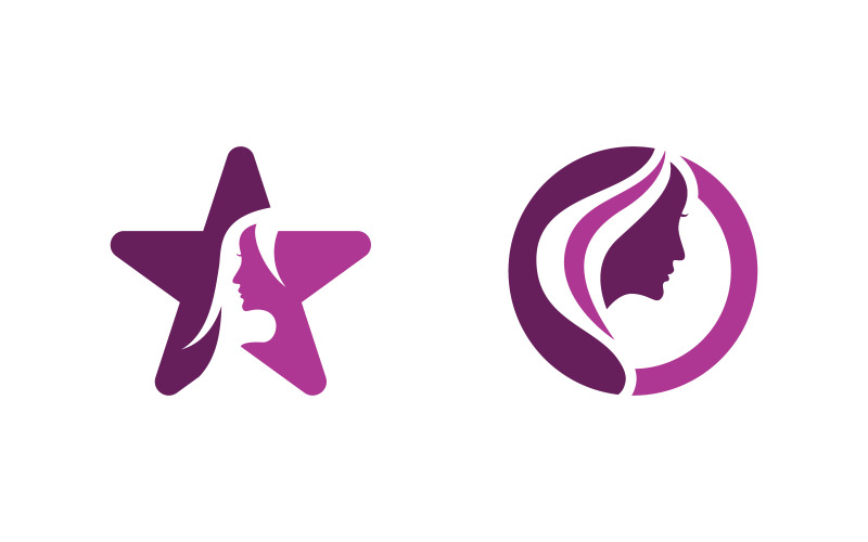 Beauty Hair Woman face character logo illustration v.13 Logo Template