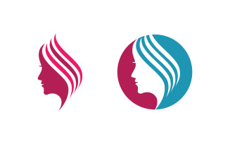 Beauty Hair Woman face character logo illustration v.16