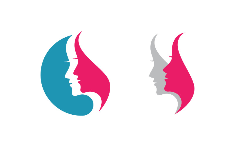 Beauty Hair Woman face character logo illustration v.17 Logo Template