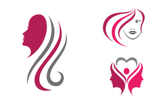 Beauty Hair Woman face character logo illustration v.18