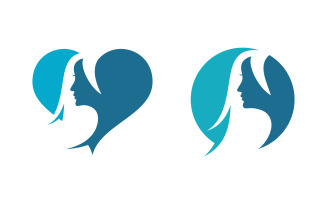 Beauty Hair Woman face character logo illustration v.19