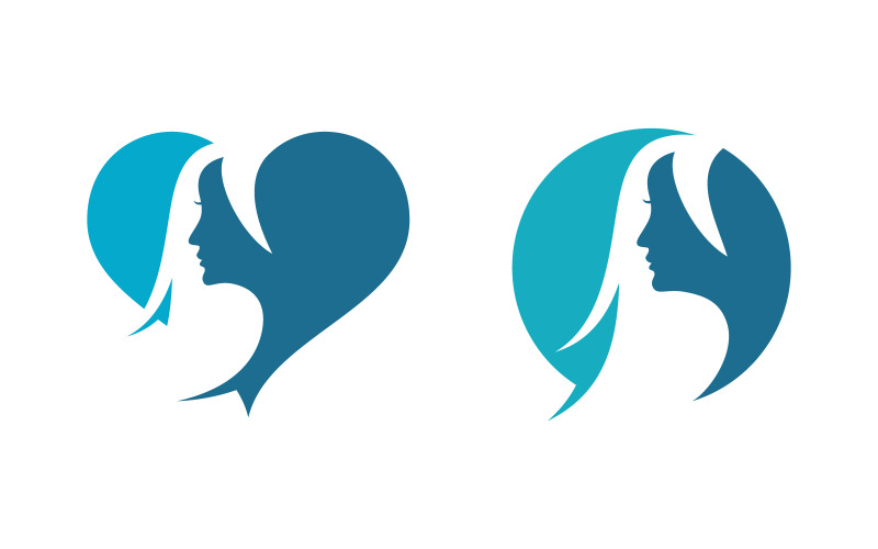 Beauty Hair Woman face character logo illustration v.19 Logo Template