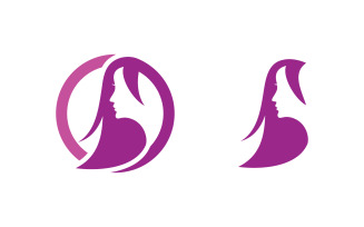 Beauty Hair Woman face character logo illustration v.20